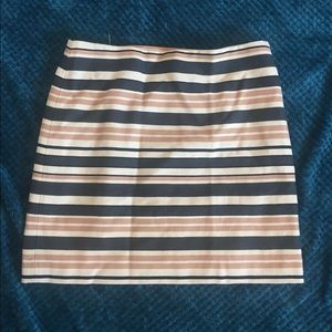 Loft Ann Taylor Striped Canvas Feel Midi